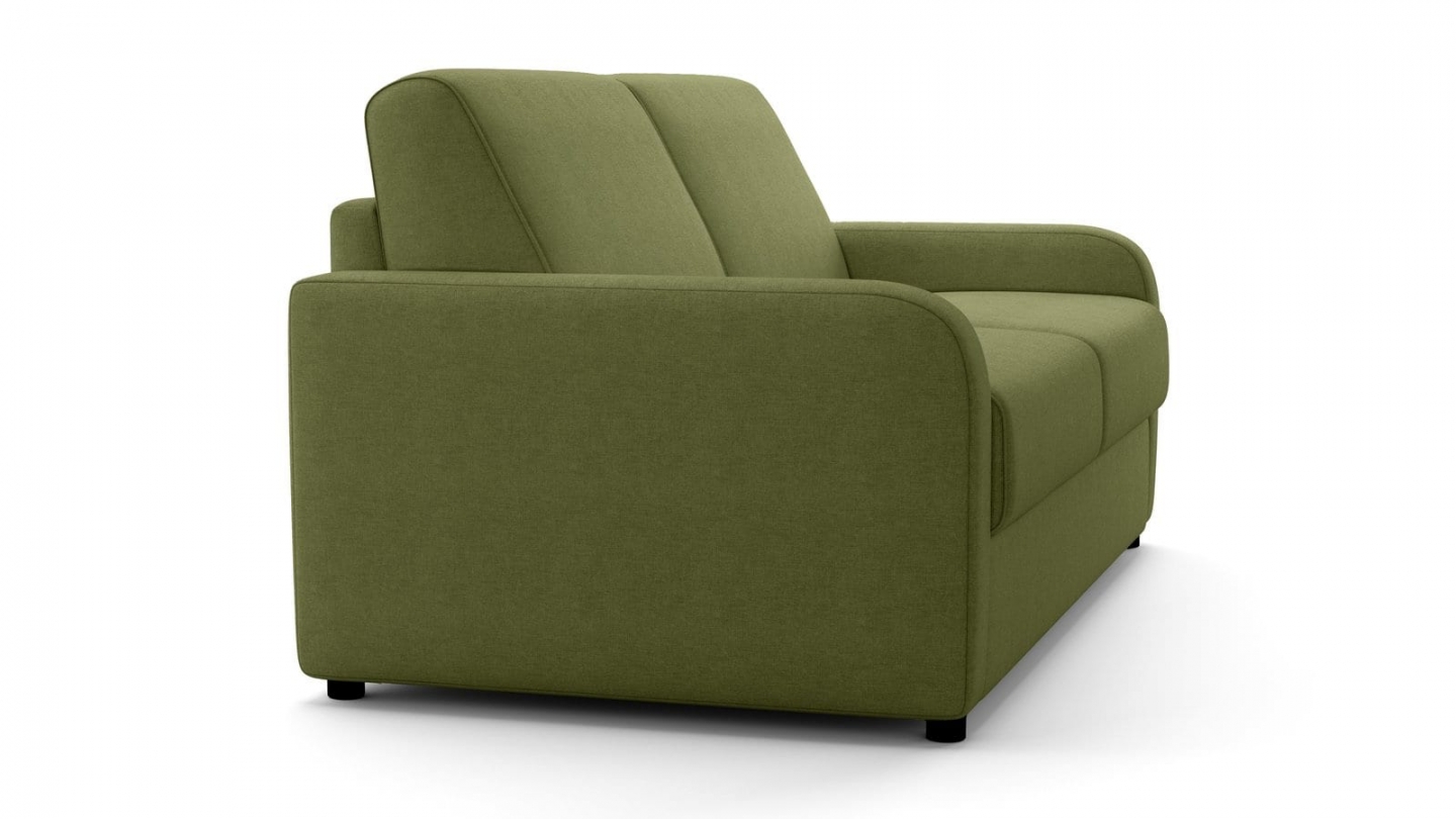Canapé droit convertible 3 places en tissu chenille vert olive - ouverture express - Lumio Canapé droit convertible 3 places en tissu chenille vert olive - ouverture express - Lumio