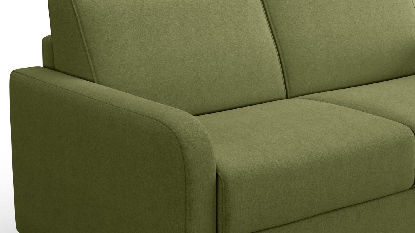 Canapé droit convertible 3 places en tissu chenille vert olive - ouverture express - Lumio Canapé droit convertible 3 places en tissu chenille vert olive - ouverture express - Lumio
