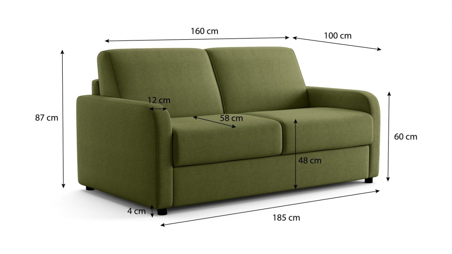 Canapé droit convertible 3 places en tissu chenille vert olive - ouverture express - Lumio Canapé droit convertible 3 places en tissu chenille vert olive - ouverture express - Lumio
