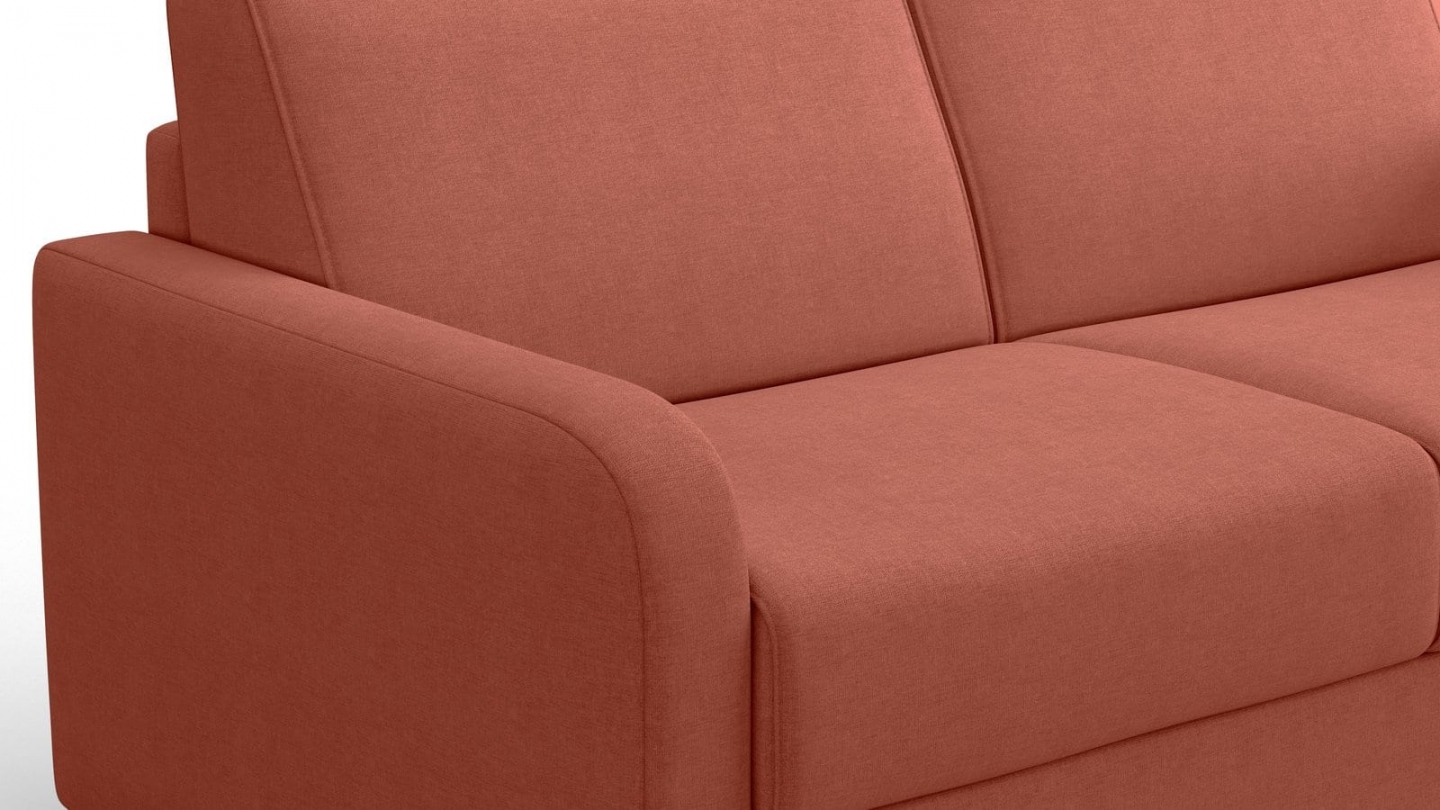 Canapé droit convertible 3 places en tissu chenille terracotta - ouverture express - Lumio Canapé droit convertible 3 places en tissu chenille terracotta - ouverture express - Lumio