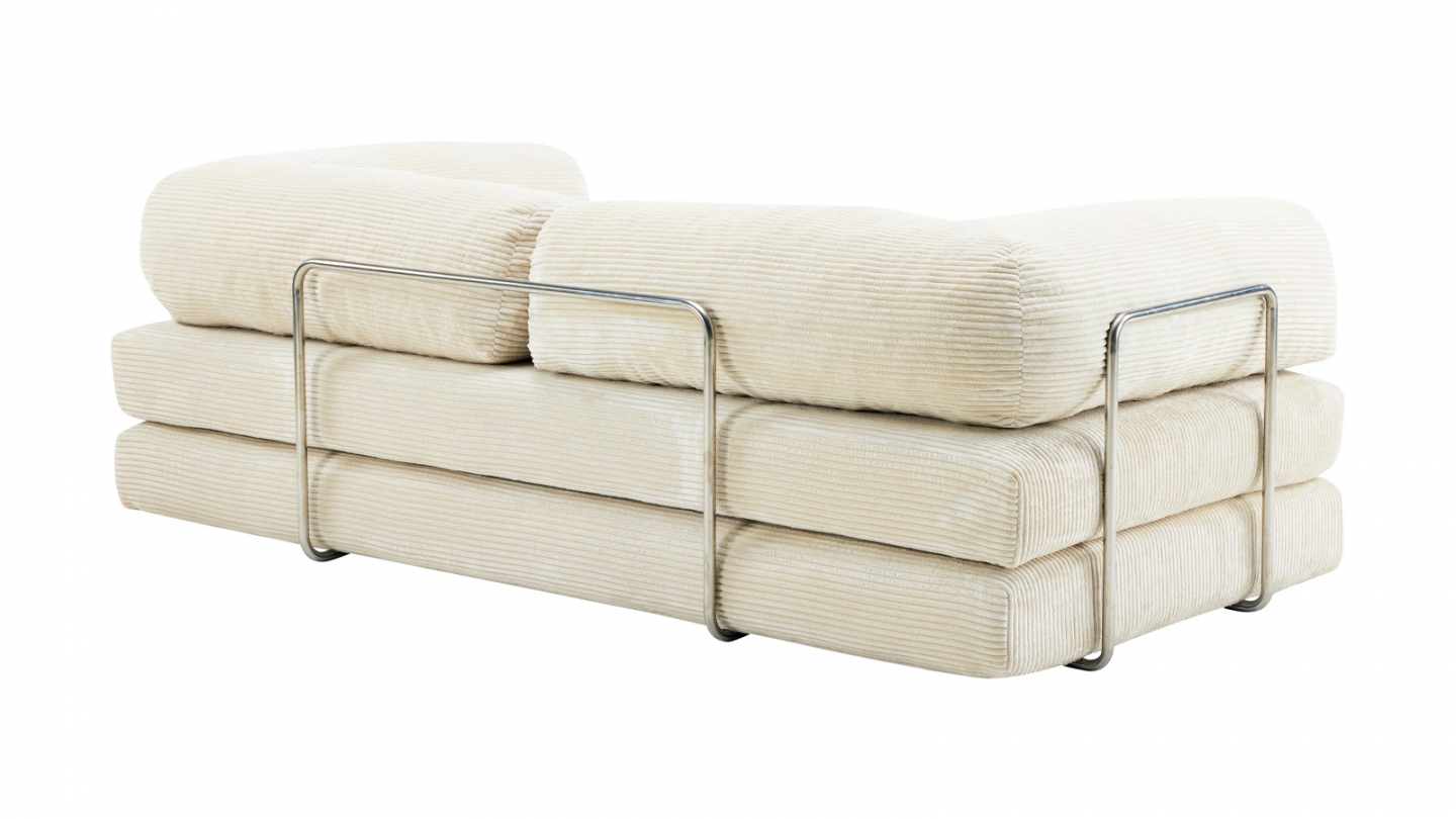 Canapé convertible 3 places en velours côtelé beige - Buddy Canapé convertible 3 places en velours côtelé beige - Buddy