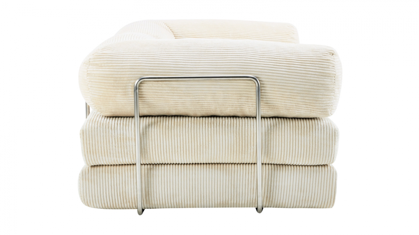 Canapé convertible 3 places en velours côtelé beige - Buddy Canapé convertible 3 places en velours côtelé beige - Buddy