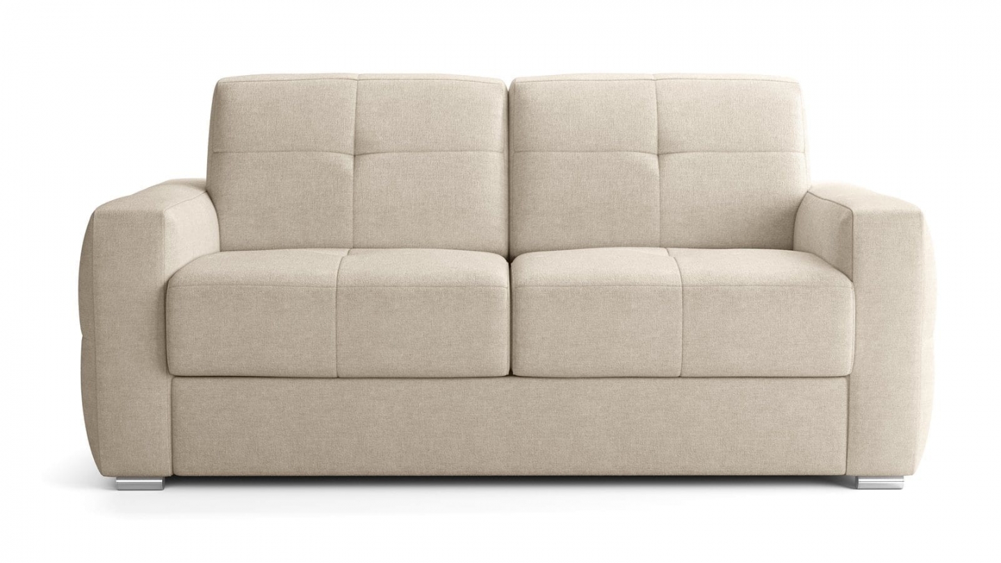Canapé capitonné convertible 3 places en tissu chenille beige - ouverture express - Cassian Canapé capitonné convertible 3 places en tissu chenille beige - ouverture express - Cassian