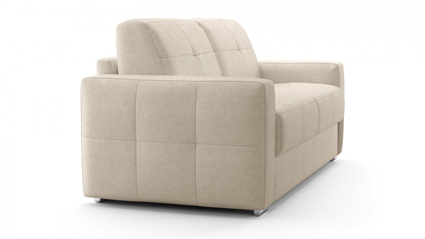 Canapé capitonné convertible 3 places en tissu chenille beige - ouverture express - Cassian Canapé capitonné convertible 3 places en tissu chenille beige - ouverture express - Cassian