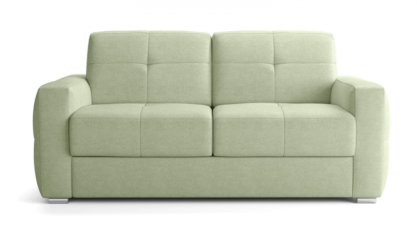 Canapé capitonné convertible 3 places en tissu chenille vert sauge - ouverture express - Cassian Canapé capitonné convertible 3 places en tissu chenille vert sauge - ouverture express - Cassian