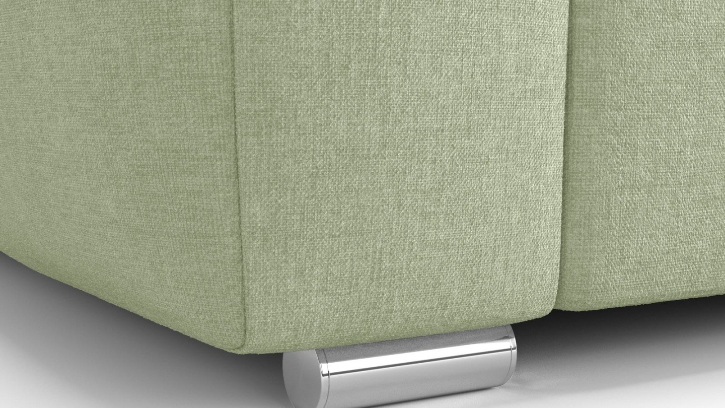 Canapé capitonné convertible 3 places en tissu chenille vert sauge - ouverture express - Cassian Canapé capitonné convertible 3 places en tissu chenille vert sauge - ouverture express - Cassian