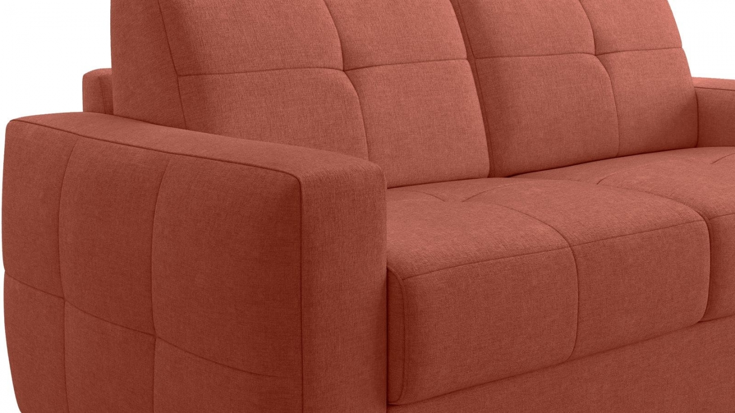 Canapé capitonné convertible 3 places en tissu chenille terracotta - ouverture express - Cassian Canapé capitonné convertible 3 places en tissu chenille terracotta - ouverture express - Cassian
