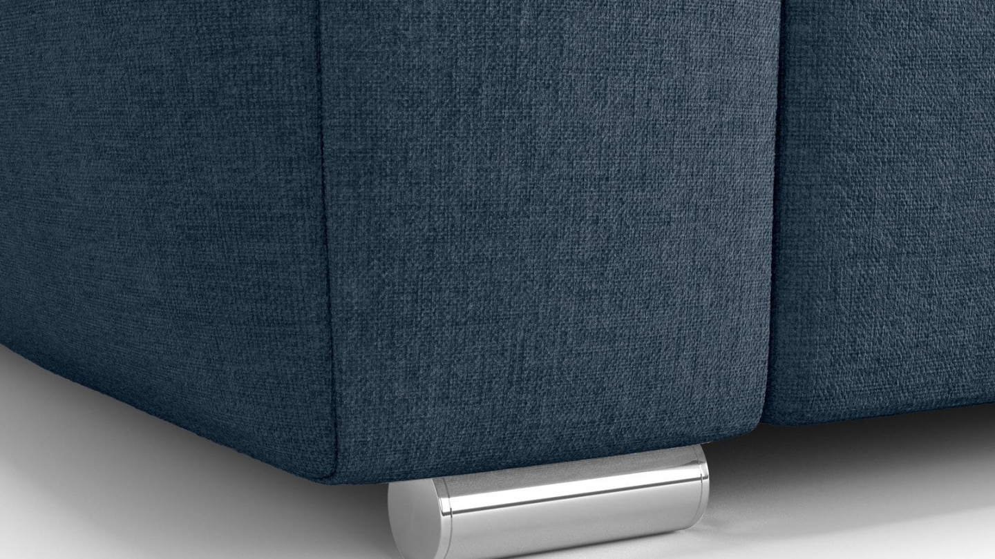 Canapé capitonné convertible 3 places en tissu chenille bleu foncé - ouverture express - Cassian Canapé capitonné convertible 3 places en tissu chenille bleu foncé - ouverture express - Cassian