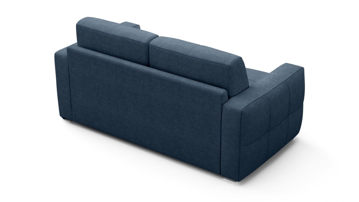 Canapé capitonné convertible 3 places en tissu chenille bleu foncé - ouverture express - Cassian Canapé capitonné convertible 3 places en tissu chenille bleu foncé - ouverture express - Cassian