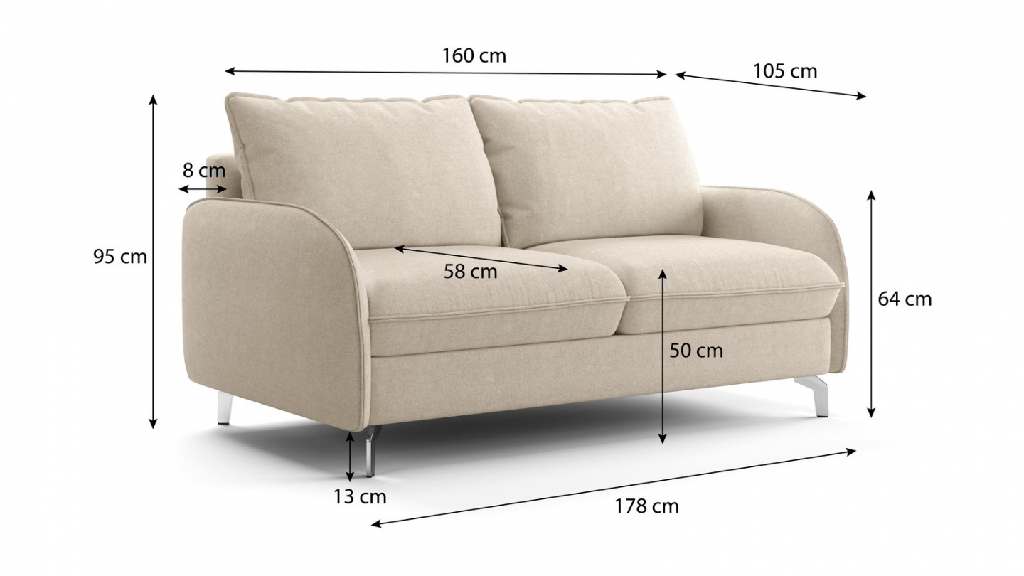 Canapé droit convertible 3 places en tissu chenille beige - ouverture express - Novoli Canapé droit convertible 3 places en tissu chenille beige - ouverture express - Novoli