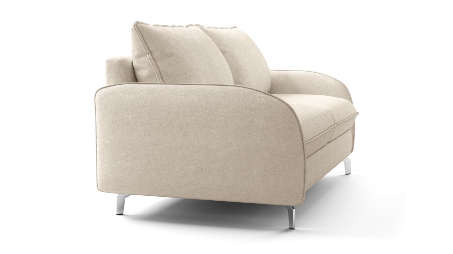 Canapé droit convertible 3 places en tissu chenille beige - ouverture express - Novoli Canapé droit convertible 3 places en tissu chenille beige - ouverture express - Novoli