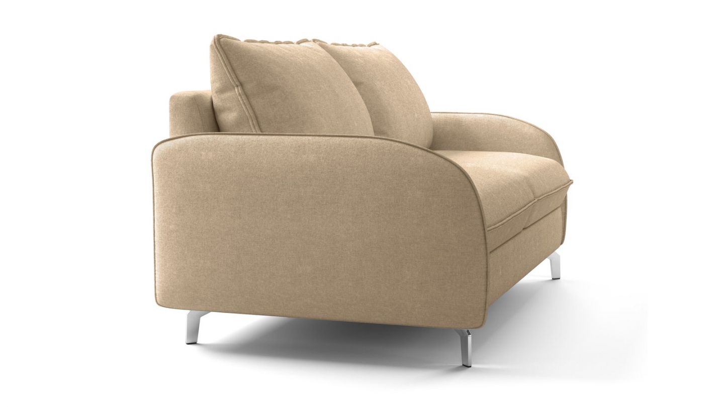 Canapé droit convertible 3 places en tissu chenille taupe - ouverture express - Novoli Canapé droit convertible 3 places en tissu chenille taupe - ouverture express - Novoli