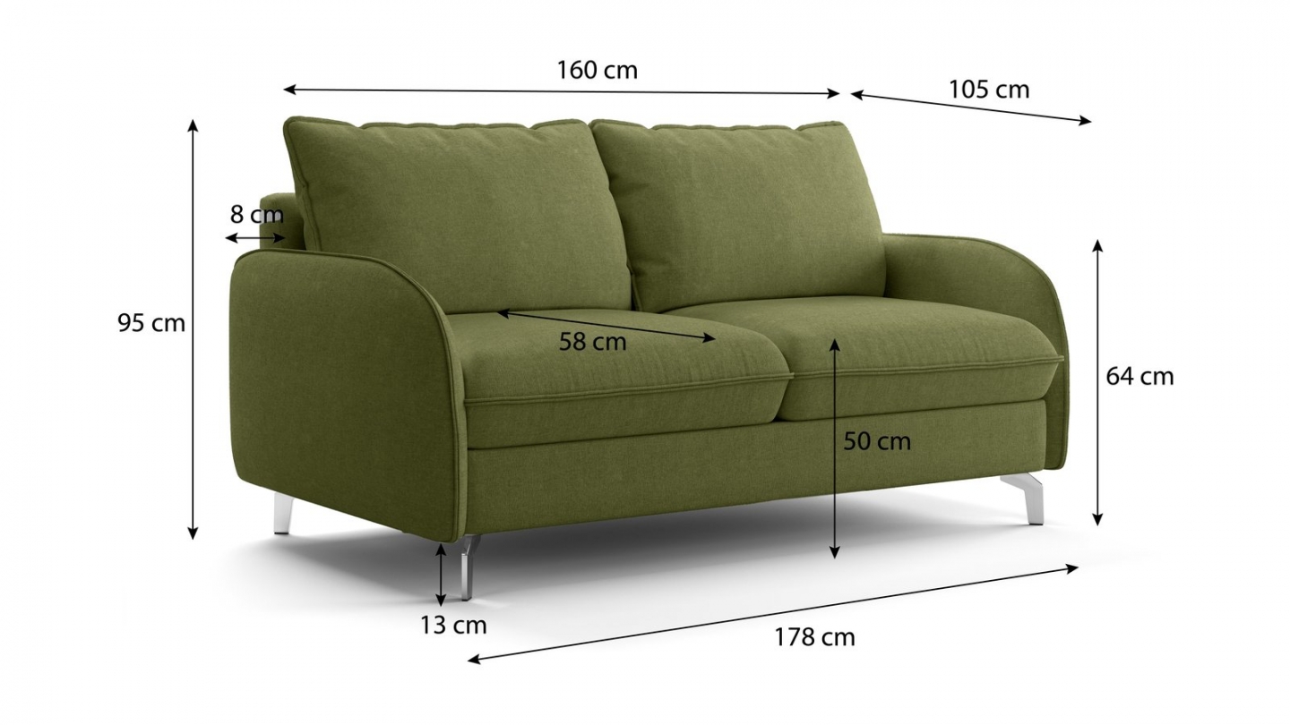 Canapé droit convertible 3 places en tissu chenille vert olive - ouverture express - Novoli Canapé droit convertible 3 places en tissu chenille vert olive - ouverture express - Novoli