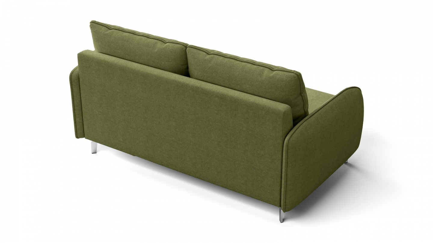 Canapé droit convertible 3 places en tissu chenille vert olive - ouverture express - Novoli Canapé droit convertible 3 places en tissu chenille vert olive - ouverture express - Novoli