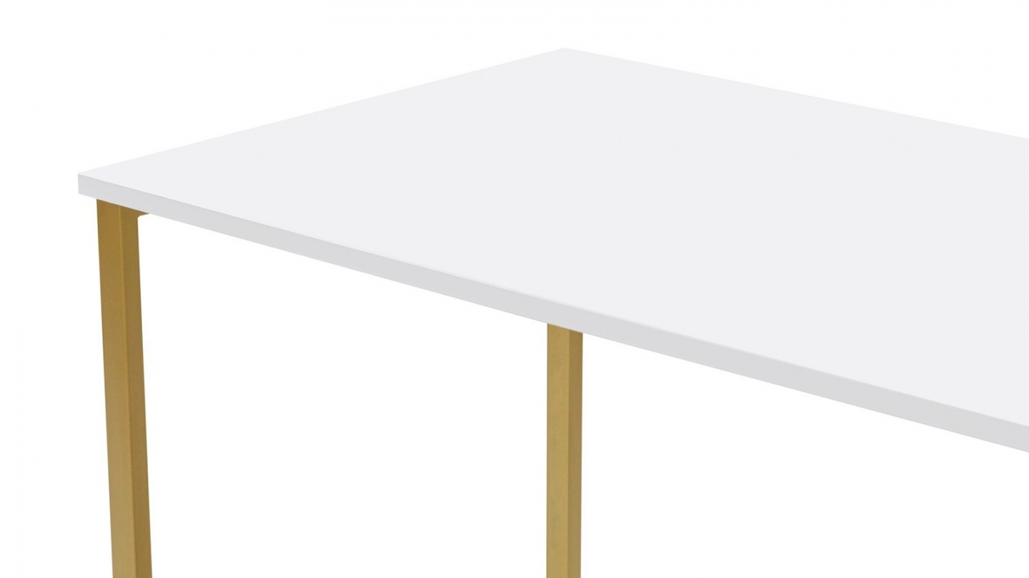 Bureau double avec rangement central blanc, piètement doré 240 cm - Orsa Bureau double avec rangement central blanc, piètement doré 240 cm - Orsa