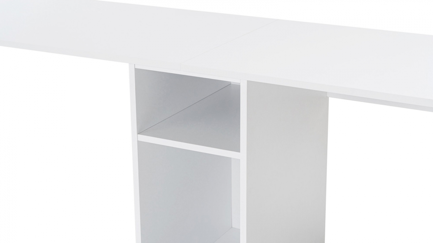 Bureau double avec rangement central blanc, piètement doré 240 cm - Orsa Bureau double avec rangement central blanc, piètement doré 240 cm - Orsa