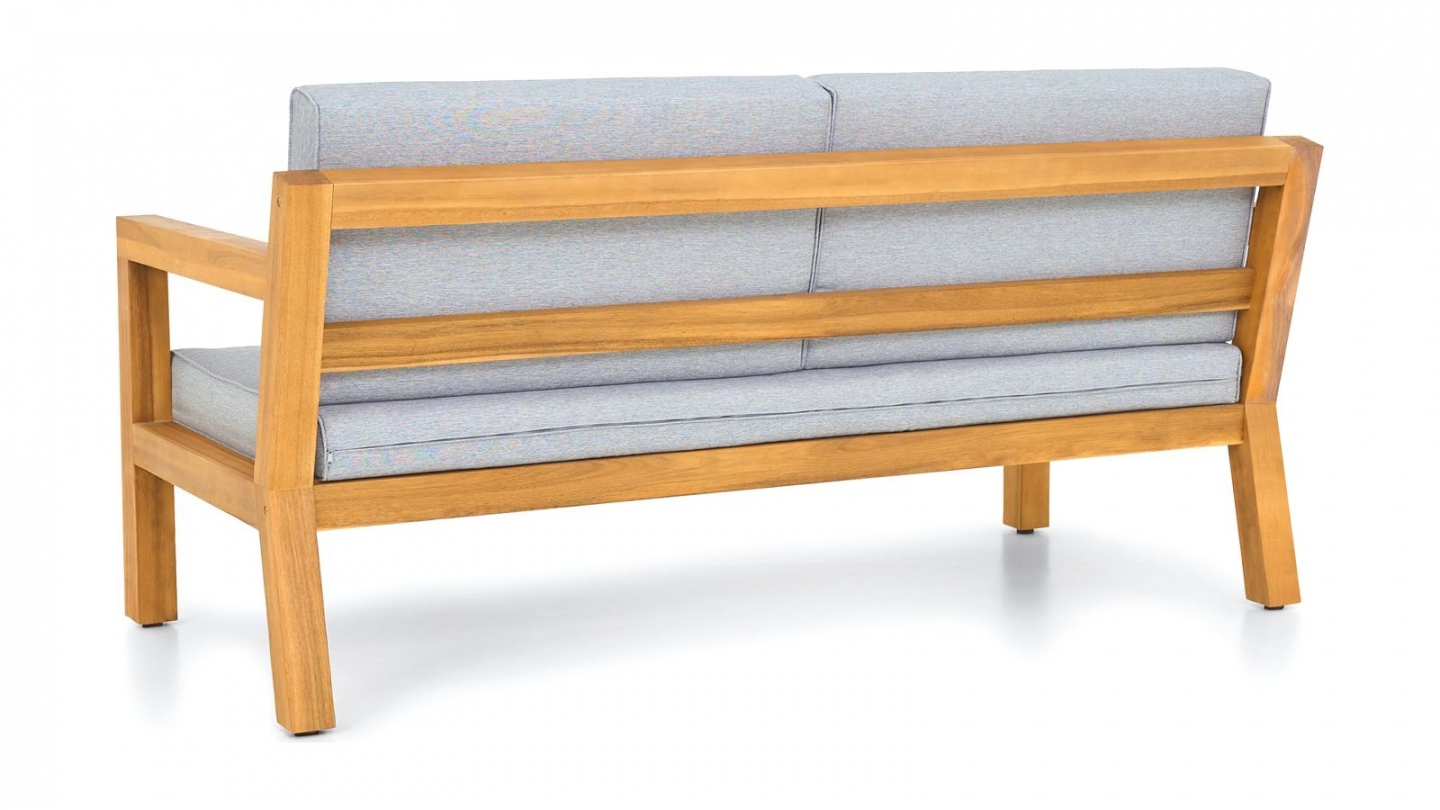 Salon de jardin 4 places en bois FSC - 1 canapé 2 places + 2 fauteuils - coussins gris chiné - Palau Salon de jardin 4 places en bois FSC - 1 canapé 2 places + 2 fauteuils - coussins gris chiné - Palau