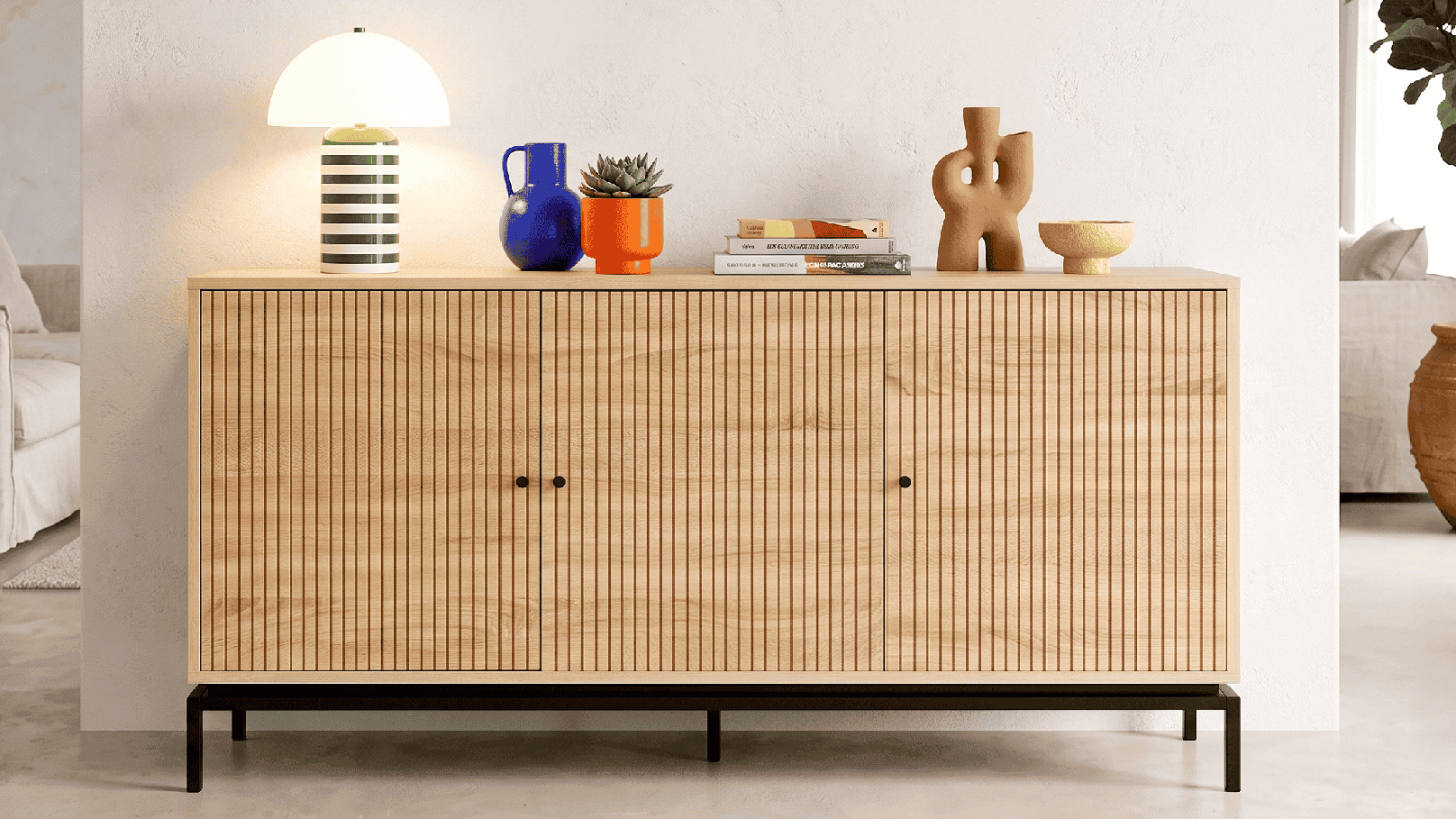 Buffet 3 portes effet bois 160 cm - Talia Buffet 3 portes effet bois 160 cm - Talia