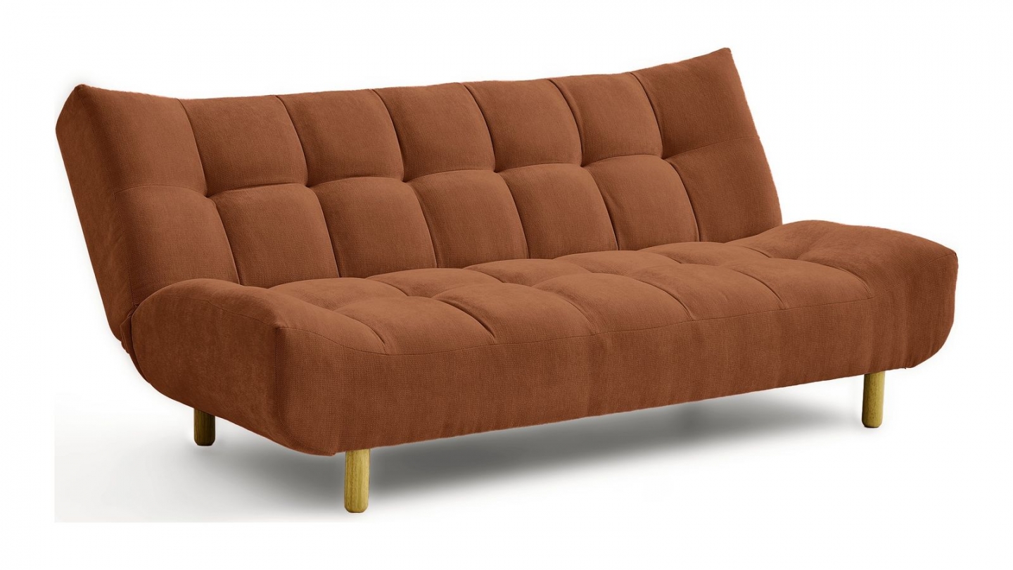 Canapé capitonné convertible 3 places en tissu chenille terracotta - Bumpy Canapé capitonné convertible 3 places en tissu chenille terracotta - Bumpy