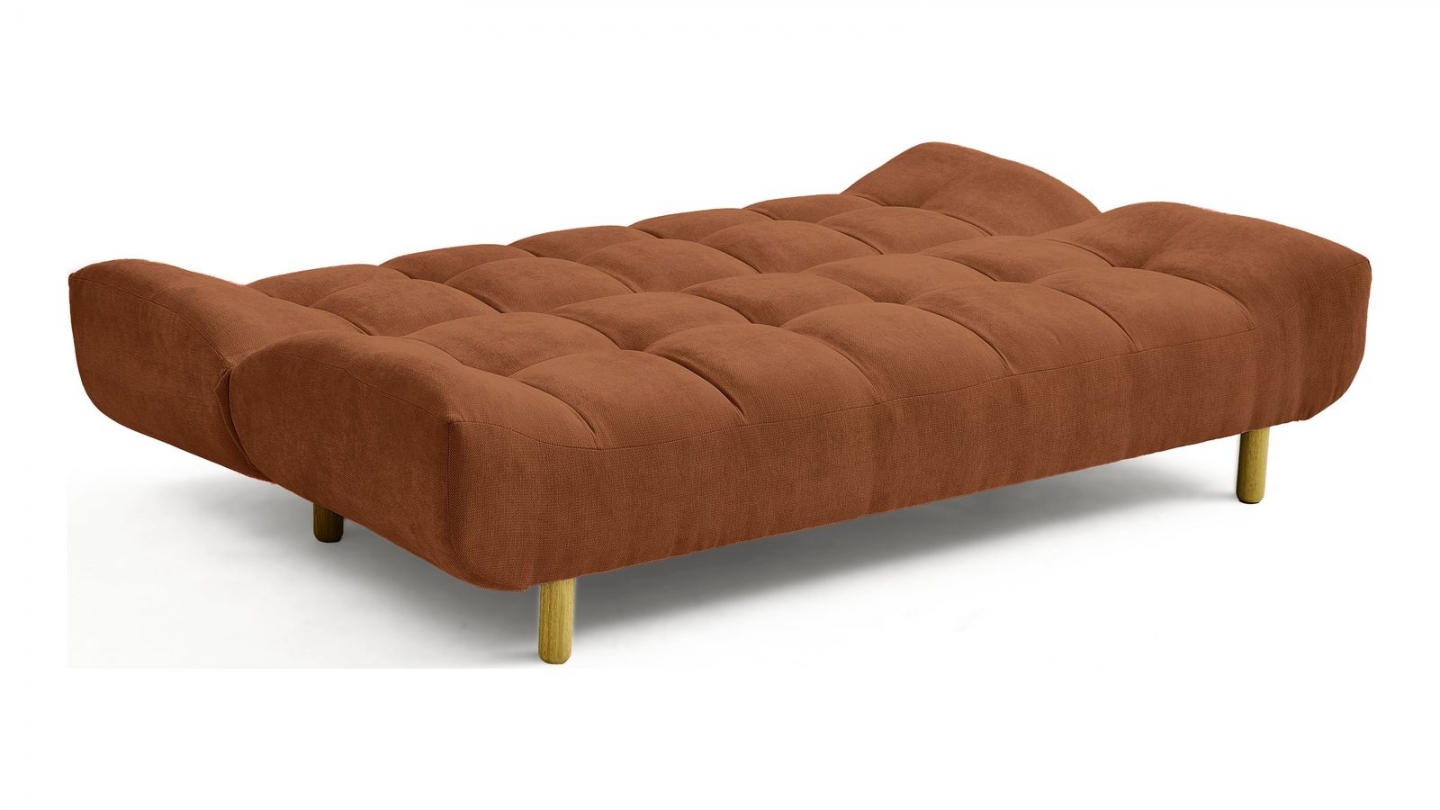 Canapé capitonné convertible 3 places en tissu chenille terracotta - Bumpy Canapé capitonné convertible 3 places en tissu chenille terracotta - Bumpy