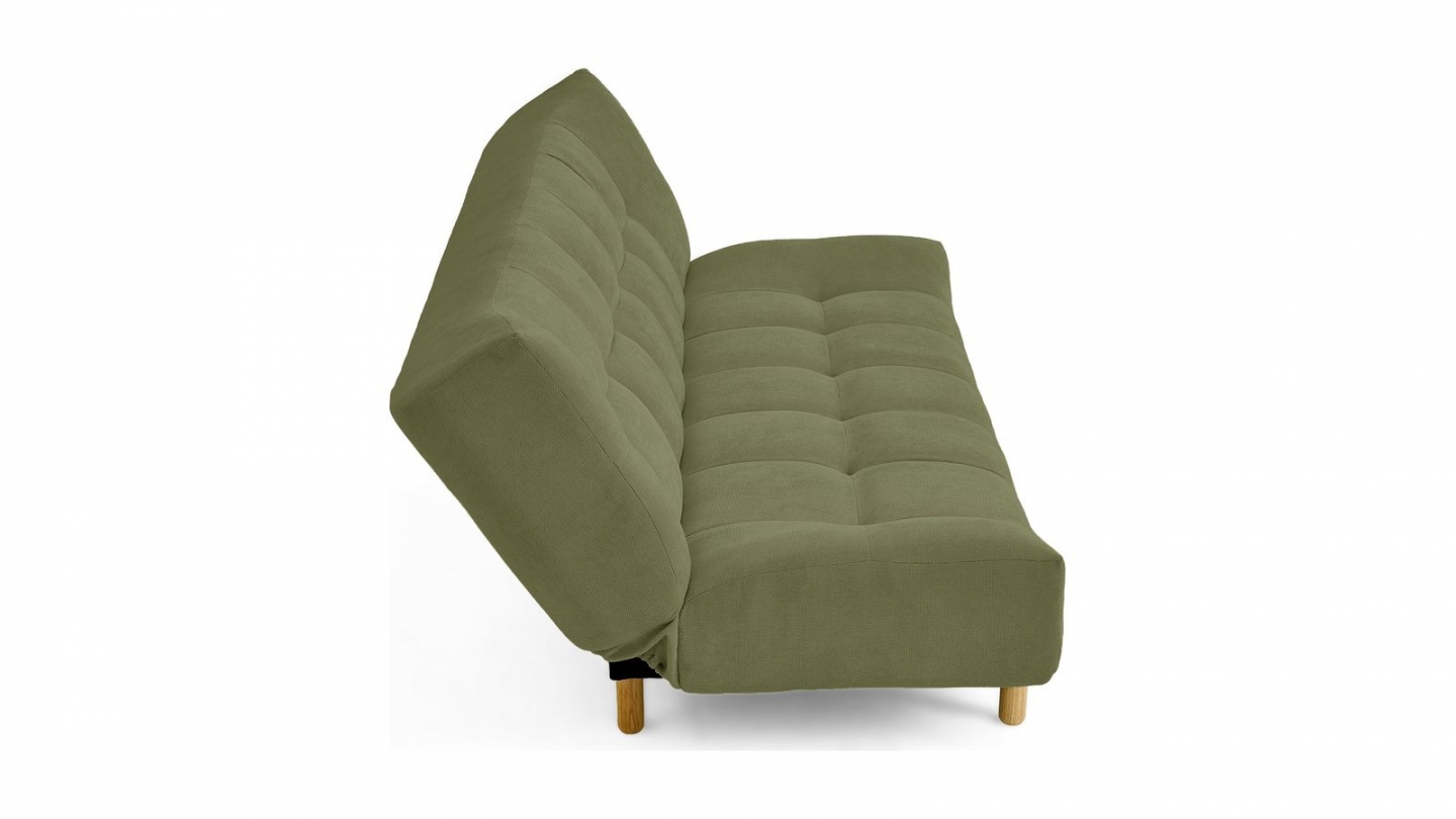 Canapé capitonné convertible 3 places en tissu chenille vert olive - Bumpy Canapé capitonné convertible 3 places en tissu chenille vert olive - Bumpy