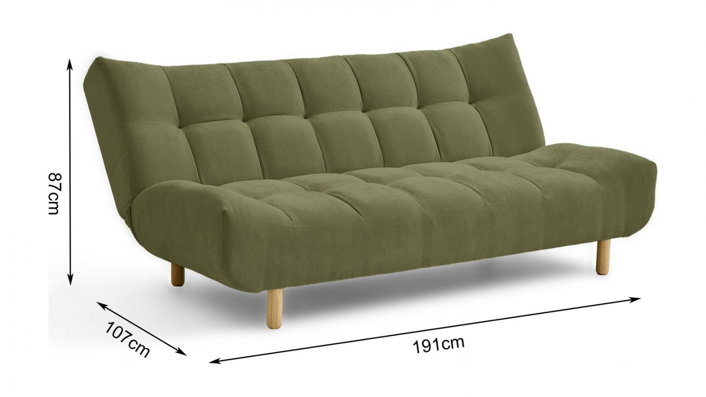 Canapé capitonné convertible 3 places en tissu chenille vert olive - Bumpy Canapé capitonné convertible 3 places en tissu chenille vert olive - Bumpy