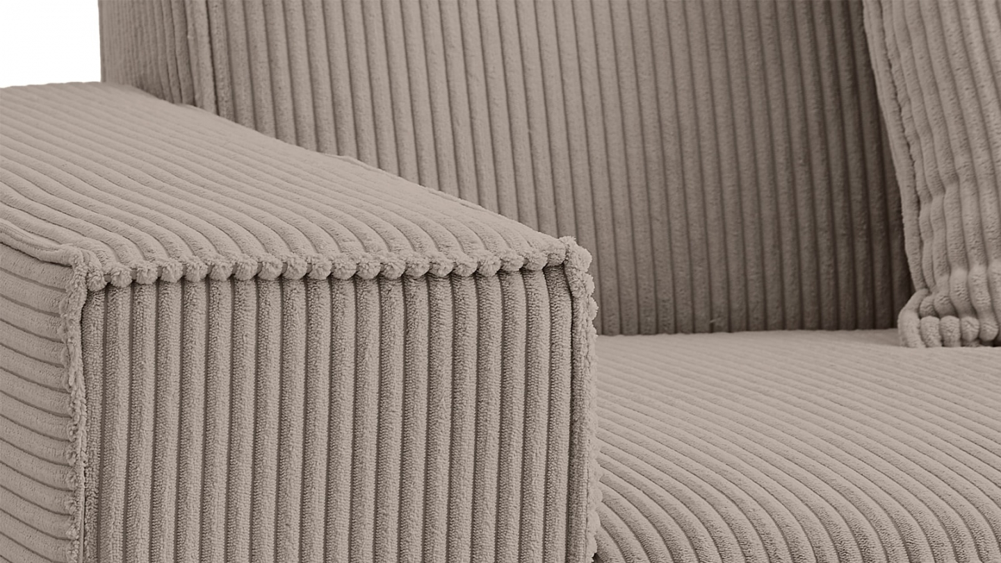 Canapé droit convertible 3 places en velours côtelé taupe - Noma Canapé droit convertible 3 places en velours côtelé taupe - Noma