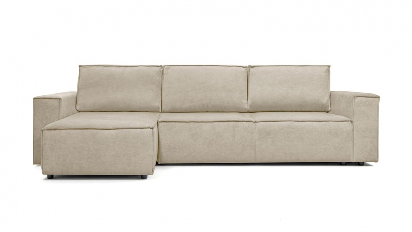 Canapé d'angle convertible réversible 5 places avec coffre de rangement en tissu chenille beige foncé - Harper Canapé d'angle convertible réversible 5 places avec coffre de rangement en tissu chenille beige foncé - Harper