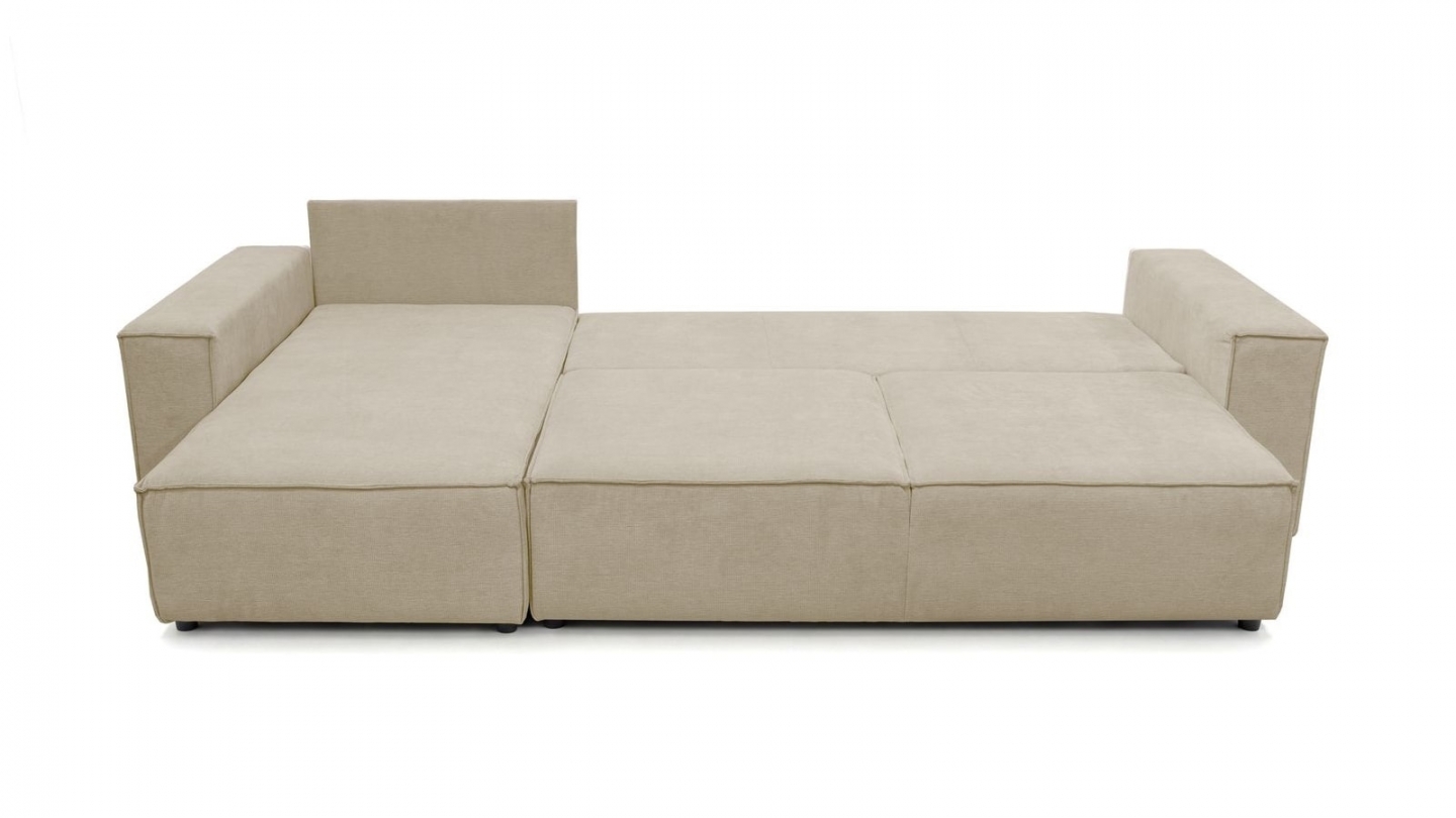 Canapé d'angle convertible réversible 5 places avec coffre de rangement en tissu chenille beige foncé - Harper Canapé d'angle convertible réversible 5 places avec coffre de rangement en tissu chenille beige foncé - Harper