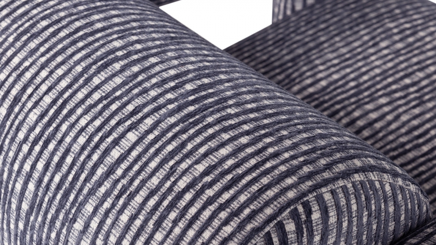 Fauteuil en tissu à motifs rayés gris/bleu - Lenny Fauteuil en tissu à motifs rayés gris/bleu - Lenny