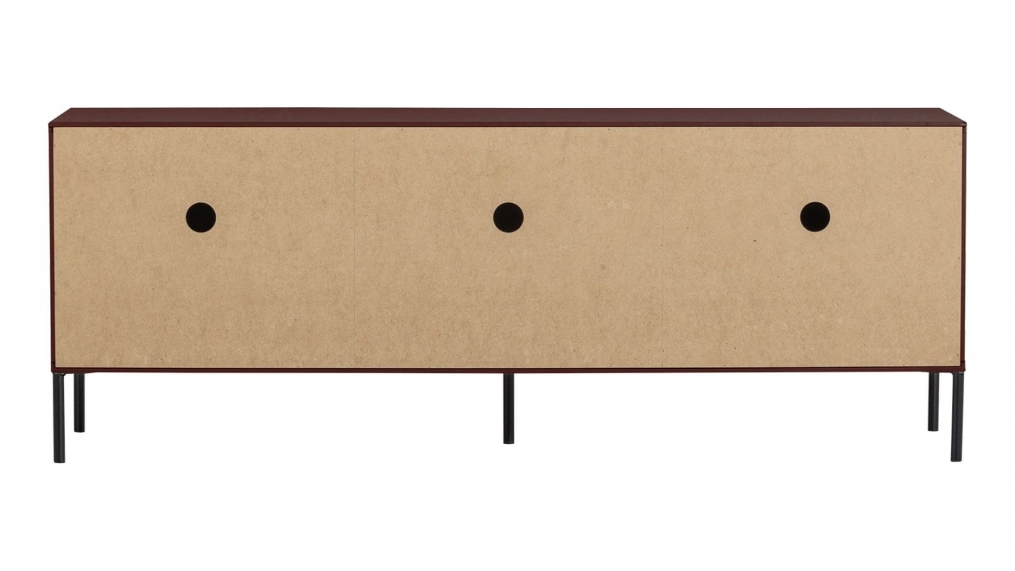 Meuble TV en pin cannelé bordeaux 150 cm - New gravure Meuble TV en pin cannelé bordeaux 150 cm - New gravure