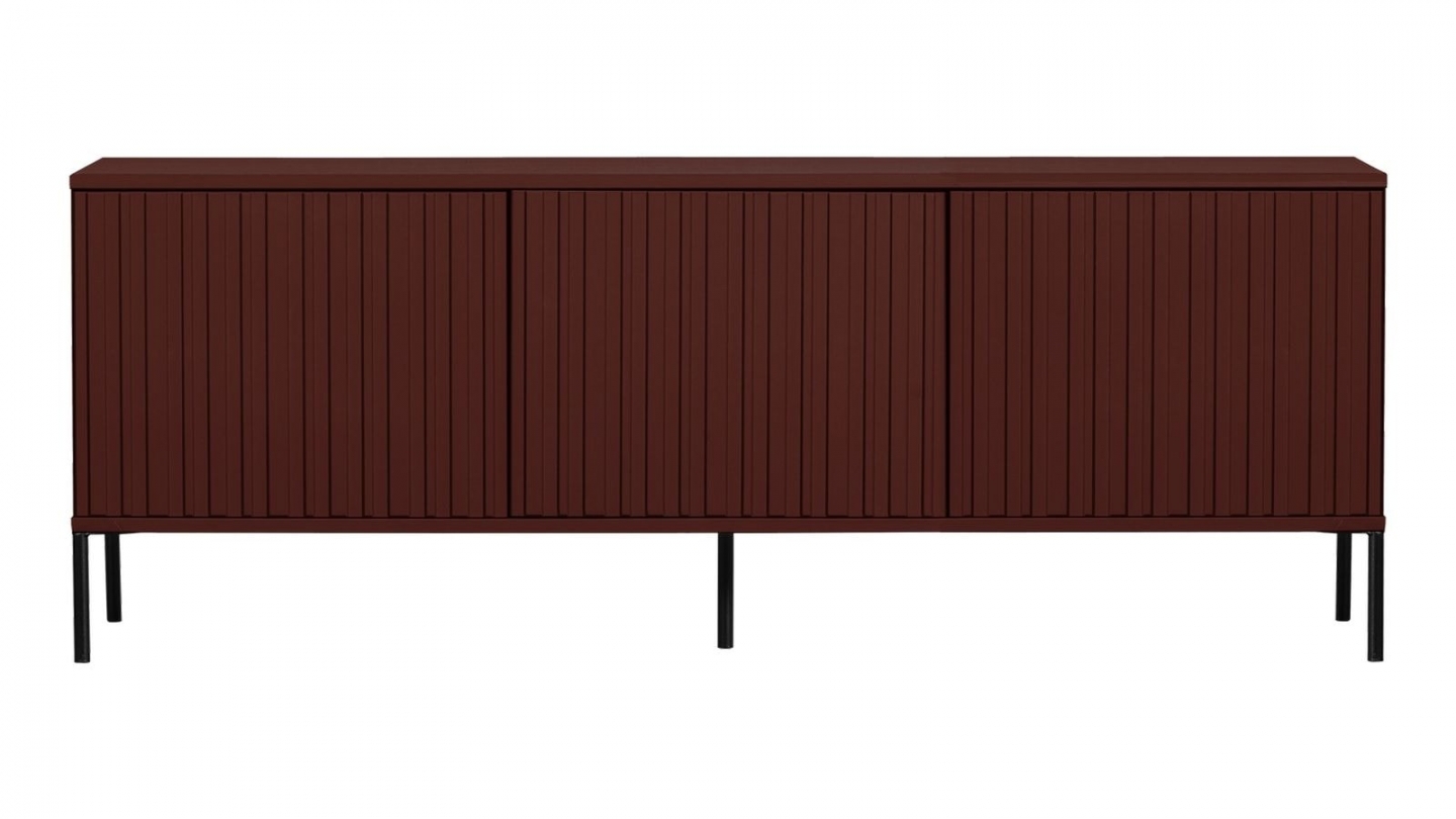 Meuble TV en pin cannelé bordeaux 150 cm - New gravure Meuble TV en pin cannelé bordeaux 150 cm - New gravure