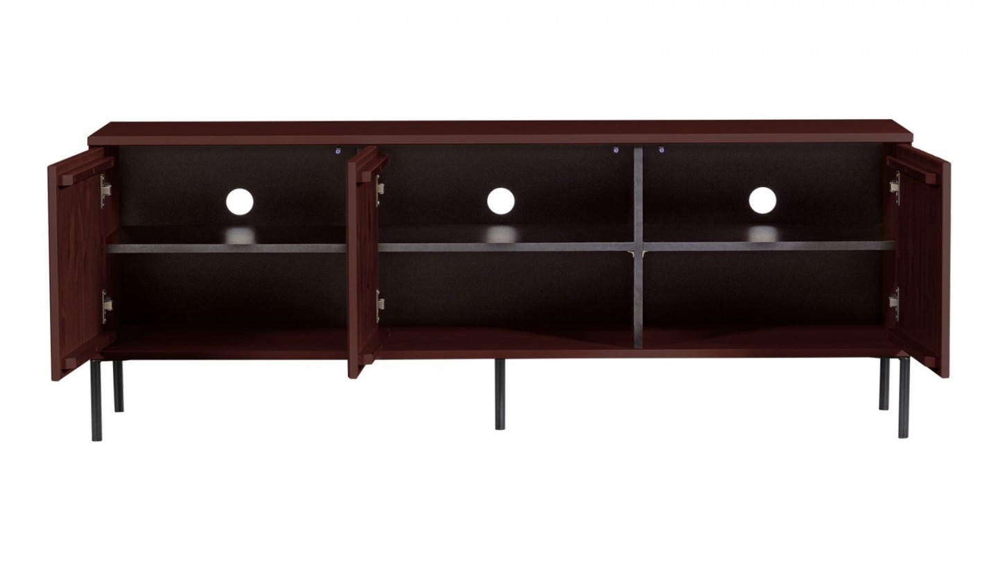 Meuble TV en pin cannelé bordeaux 150 cm - New gravure Meuble TV en pin cannelé bordeaux 150 cm - New gravure