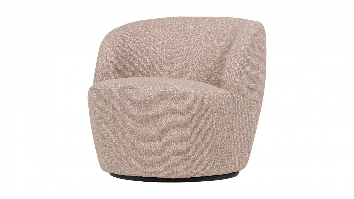 Fauteuil pivotant en tissu bouclé beige - Serra Fauteuil pivotant en tissu bouclé beige - Serra