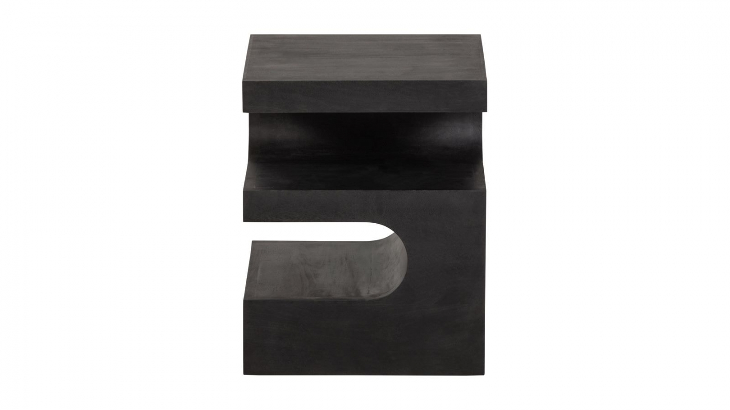 Table d'appoint sculptée en bois de manguier noir 40 cm - Toma Table d'appoint sculptée en bois de manguier noir 40 cm - Toma