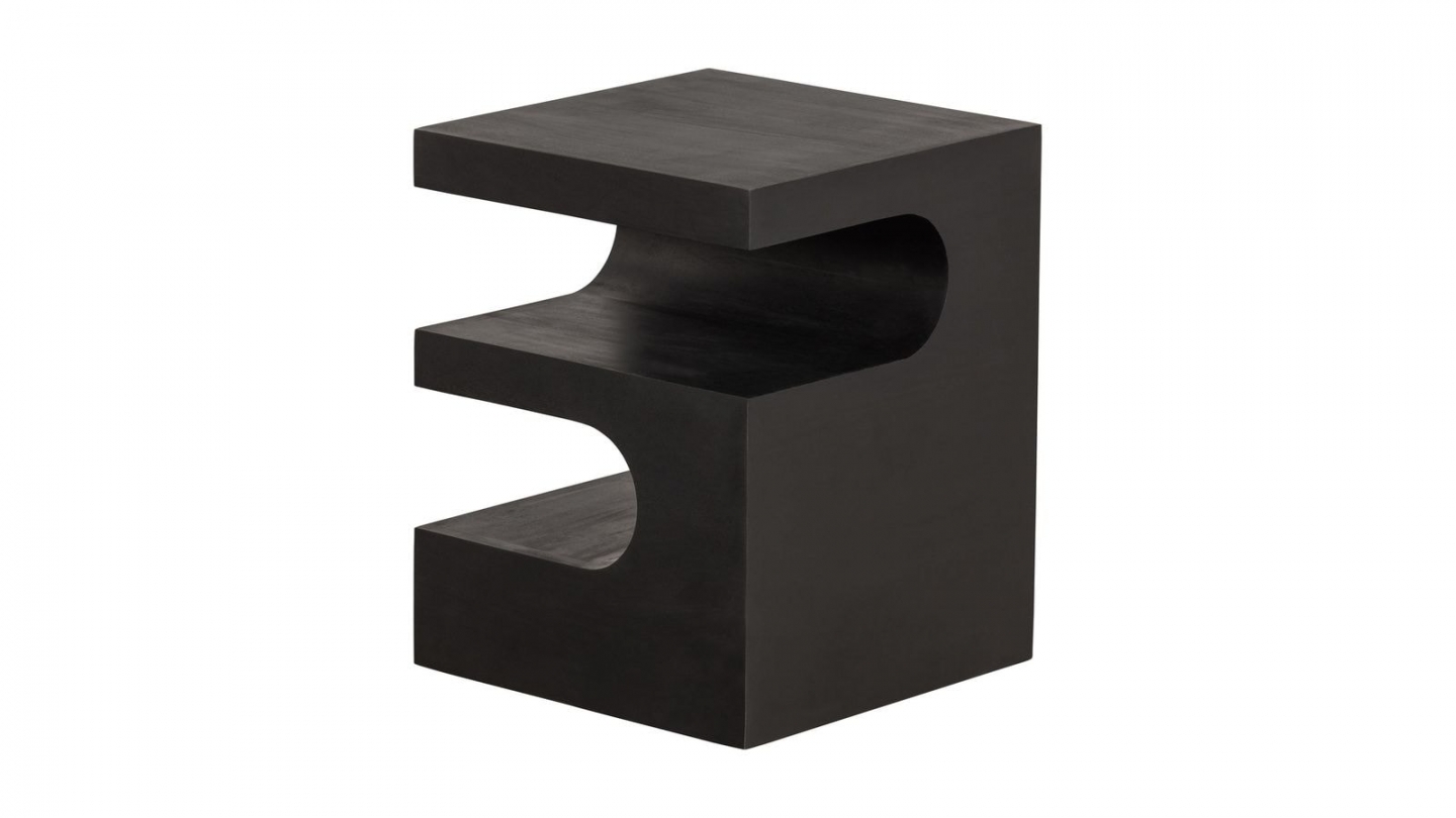 Table d'appoint sculptée en bois de manguier noir 40 cm - Toma Table d'appoint sculptée en bois de manguier noir 40 cm - Toma