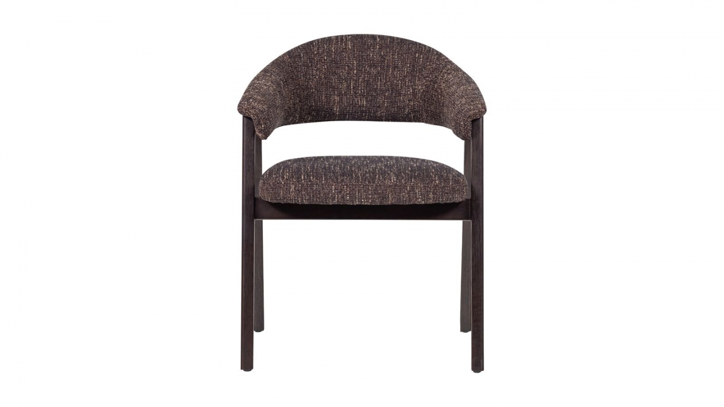 Lot de 2 chaises de salle à manger en bois et tissu bouclé brun foncé - Tunar Lot de 2 chaises de salle à manger en bois et tissu bouclé brun foncé - Tunar