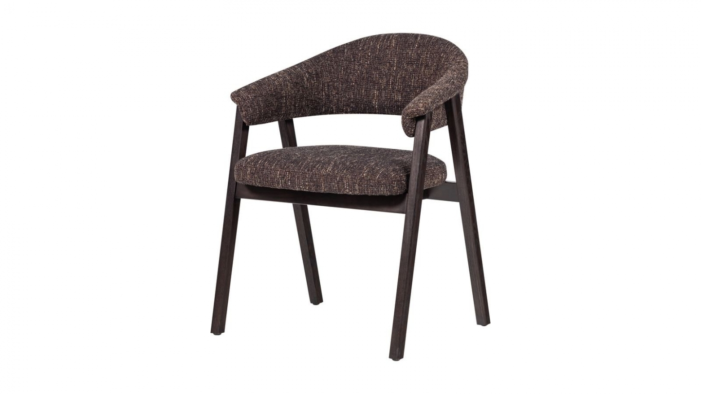 Lot de 2 chaises de salle à manger en bois et tissu bouclé brun foncé - Tunar Lot de 2 chaises de salle à manger en bois et tissu bouclé brun foncé - Tunar