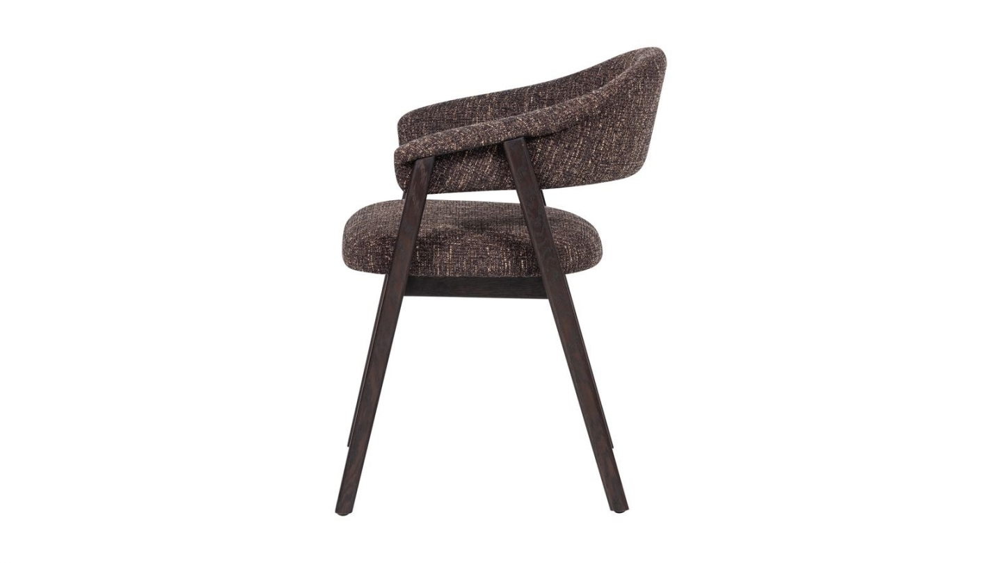 Lot de 2 chaises de salle à manger en bois et tissu bouclé brun foncé - Tunar Lot de 2 chaises de salle à manger en bois et tissu bouclé brun foncé - Tunar