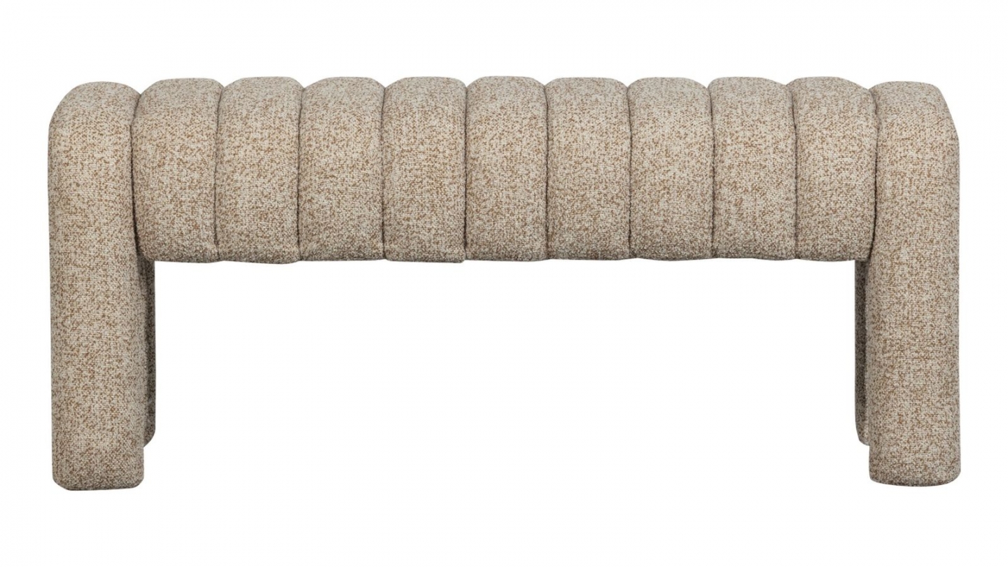 Banc en tissu bouclé bouclé matelassé taupe - Frex Banc en tissu bouclé bouclé matelassé taupe - Frex