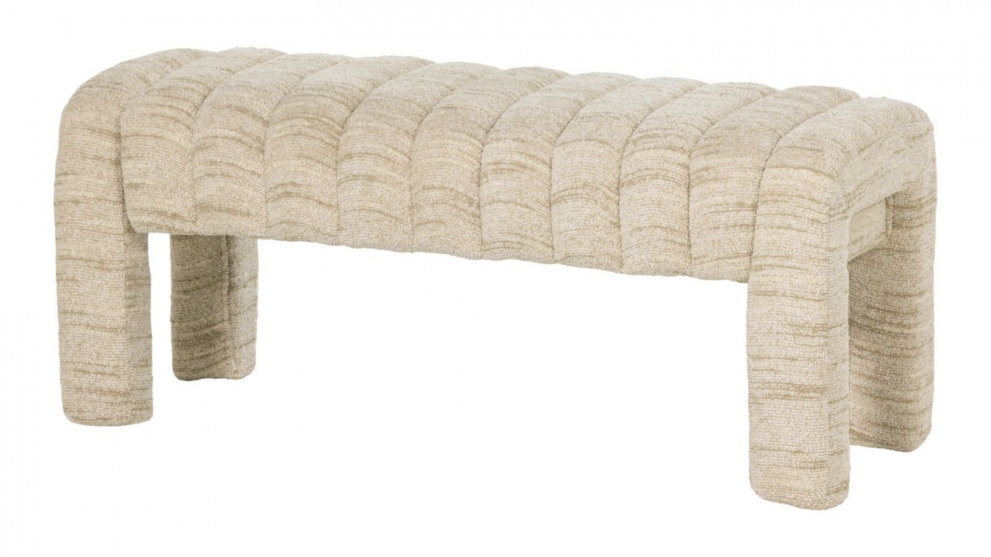 Banc en tissu bouclé bouclé matelassé beige - Frex Banc en tissu bouclé bouclé matelassé beige - Frex