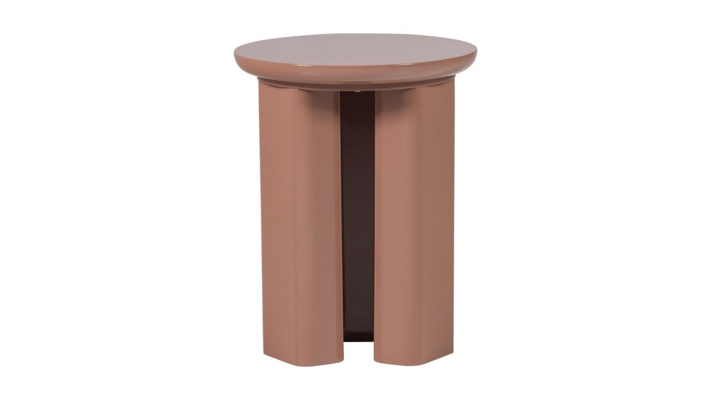 Table d'appoint ronde laquée vieux rose brillant Ø40 cm - Orivo Table d'appoint ronde laquée vieux rose brillant Ø40 cm - Orivo