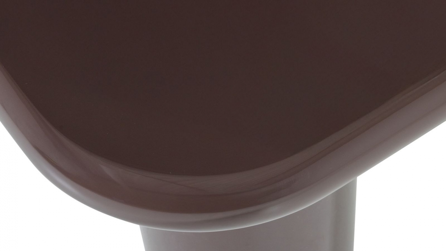 Table d'appoint carrée à bords arrondis laquée brun foncé brillant 50 cm - Zava Table d'appoint carrée à bords arrondis laquée brun foncé brillant 50 cm - Zava