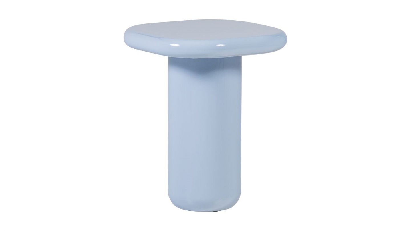 Table d'appoint carrée à bords arrondis laquée bleu clair brillant 50 cm - Zava Table d'appoint carrée à bords arrondis laquée bleu clair brillant 50 cm - Zava