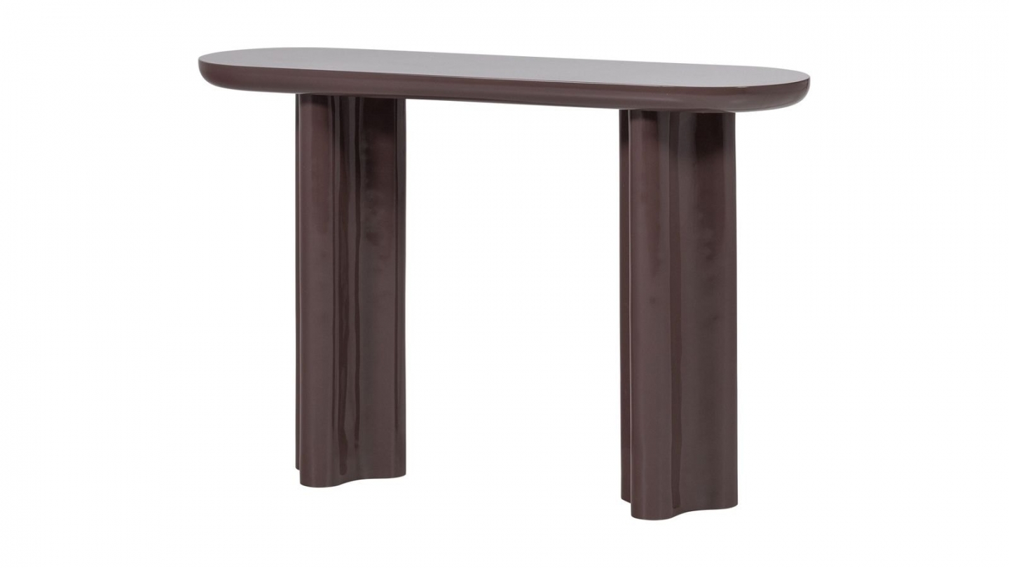 Console ovale laquée brun foncé brillant 120 cm - Evara Console ovale laquée brun foncé brillant 120 cm - Evara