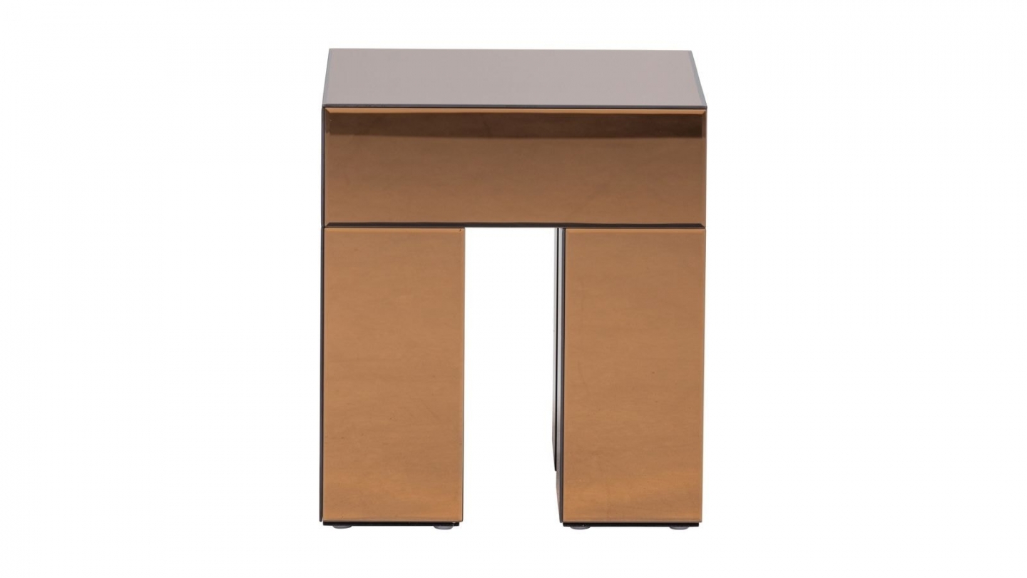 Table d'appoint carrée effet miroir bronze brun 45 cm - Mirrox Table d'appoint carrée effet miroir bronze brun 45 cm - Mirrox