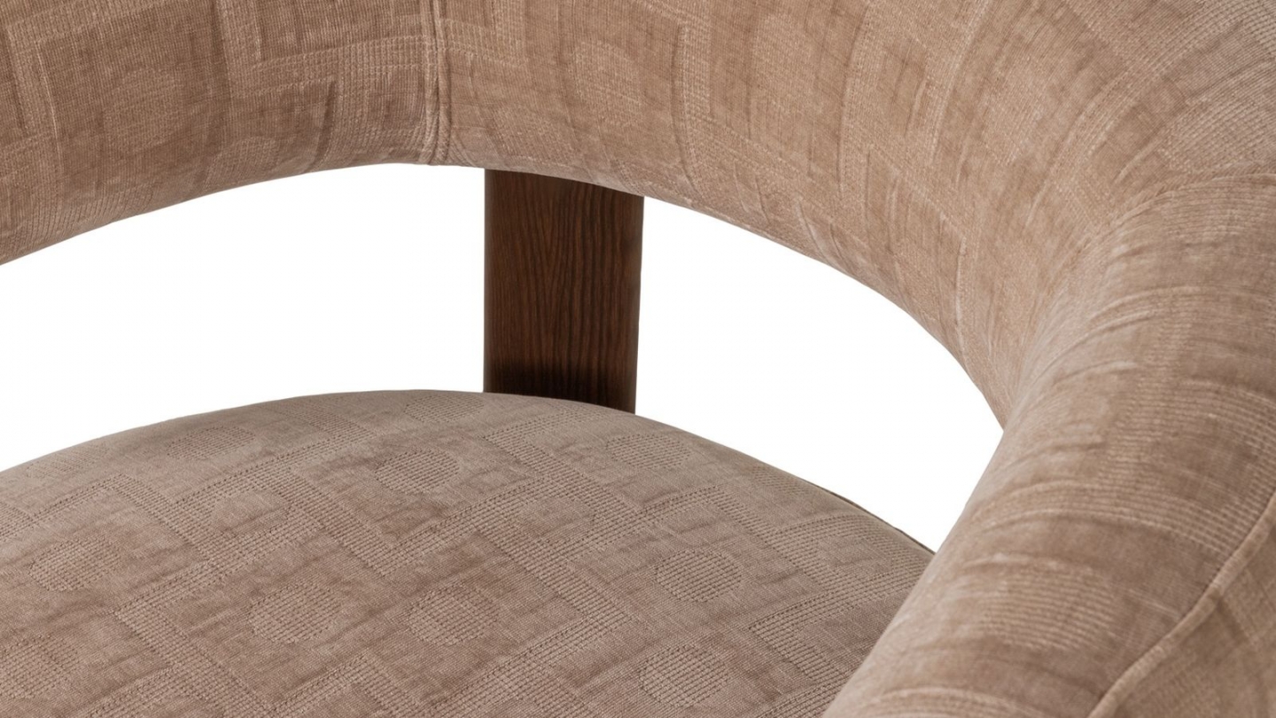 Fauteuil en tissu 3D à motifs géométriques beige - Foon Fauteuil en tissu 3D à motifs géométriques beige - Foon