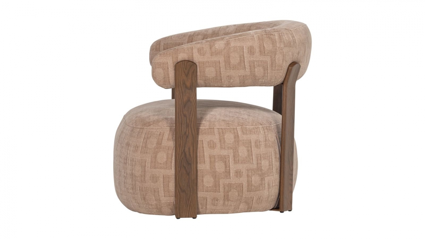 Fauteuil en tissu 3D à motifs géométriques beige - Foon Fauteuil en tissu 3D à motifs géométriques beige - Foon