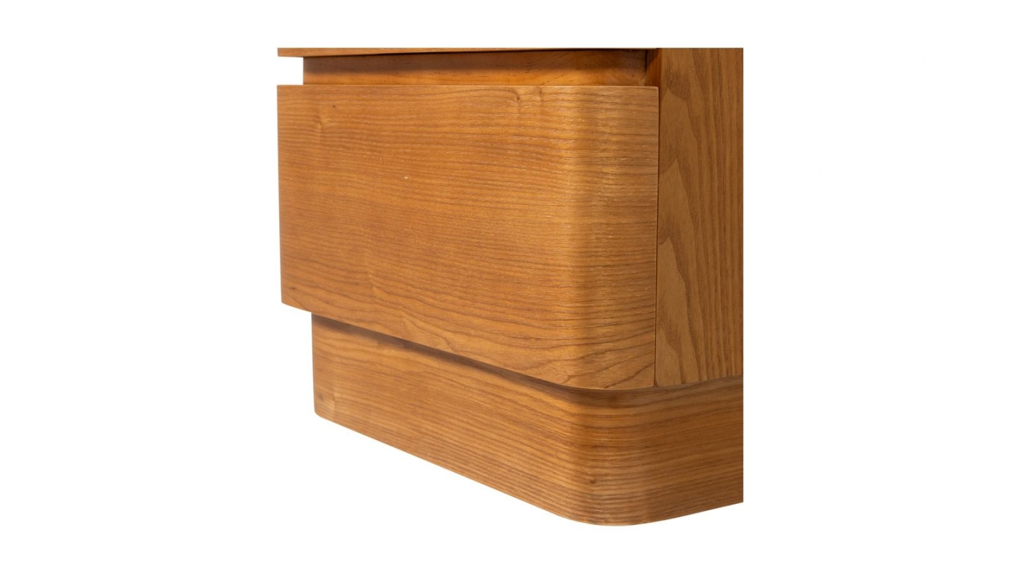 Table de chevet à angles arrondis 2 tiroirs en bois 40 cm - Fejo Table de chevet à angles arrondis 2 tiroirs en bois 40 cm - Fejo