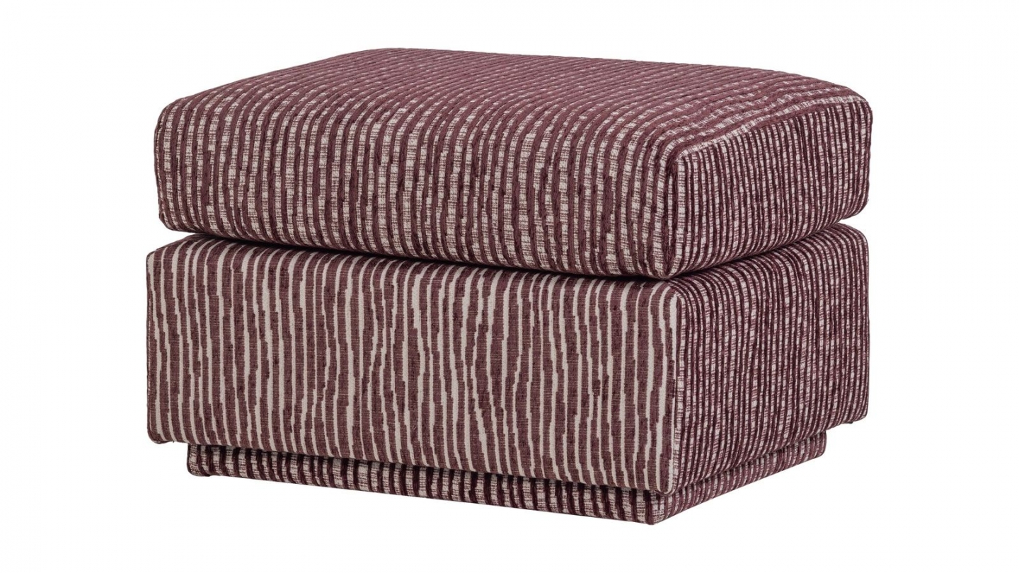 Pouf en tissu à motifs rayés bordeaux - Lou Pouf en tissu à motifs rayés bordeaux - Lou